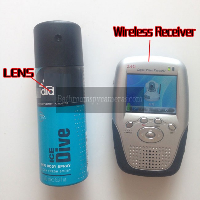Wireless Hidden Camera for Bath Body Spray Bottle Spy Camera-2.4GHz with Portable Receiver-100mw High Power Transmitter